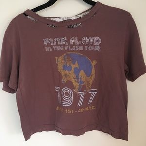 mauve pink floyd vintage band cropped tee